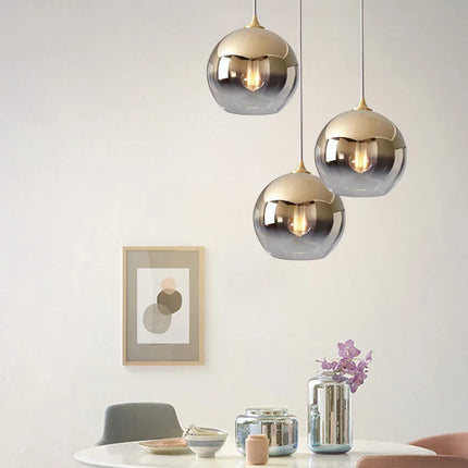 Suspension moderne en verre boule E27 pour salle à manger et chambre