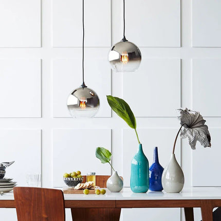 Suspension moderne en verre boule E27 pour salle à manger et chambre