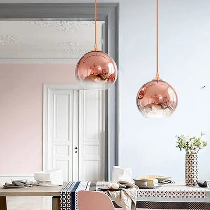 Suspension moderne en verre boule E27 pour salle à manger et chambre