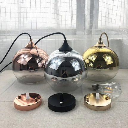 Suspension moderne en verre boule E27 pour salle à manger et chambre