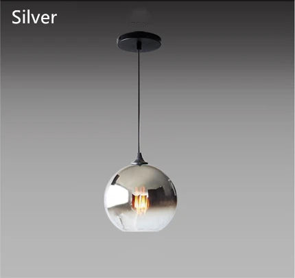 Suspension moderne en verre boule E27 pour salle à manger et chambre