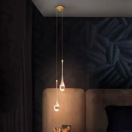 Suspension LED en cristal design nordique, luminaire intérieur élégant