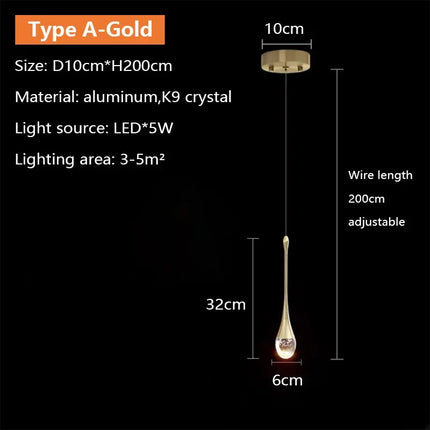 Suspension LED en cristal design nordique, luminaire intérieur élégant