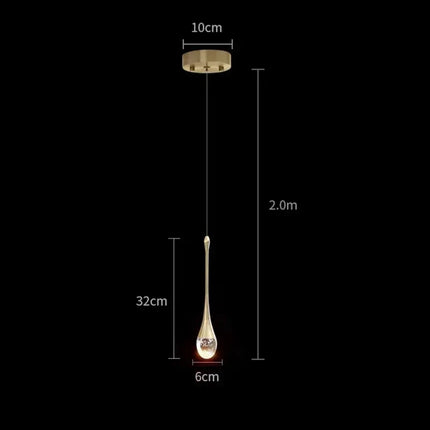 Suspension goutte d'eau en cristal LED pour salle à manger et bar