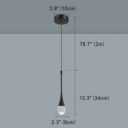 Suspension goutte d'eau en cristal LED pour salle à manger et bar