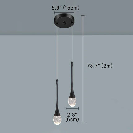 Suspension goutte d'eau en cristal LED pour salle à manger et bar