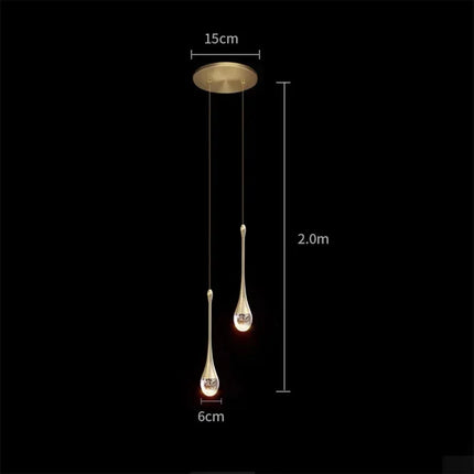 Suspension goutte d'eau en cristal LED pour salle à manger et bar