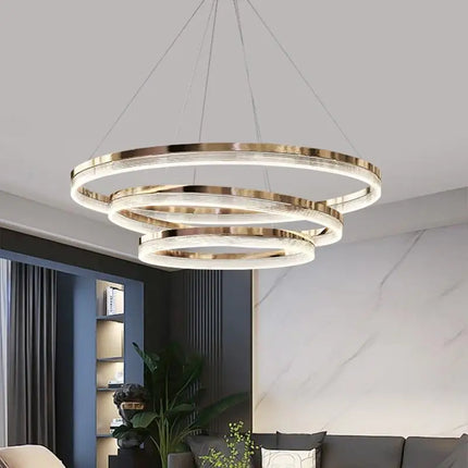 Suspension moderne en alliage et acrylique, lumière LED dimmable pour salon et salle à manger