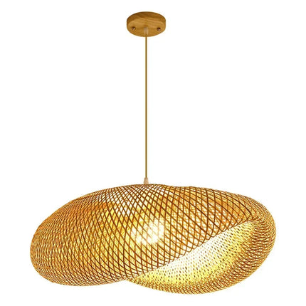 Suspension tressée main en rotin et bambou pour ambiance cosy