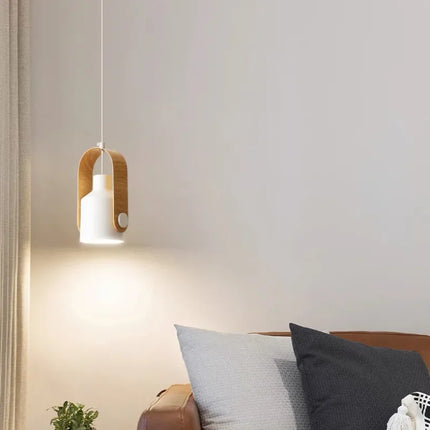 Suspension nordique à angle réglable en métal et bois, lumière chaleureuse pour chambre et hôtel