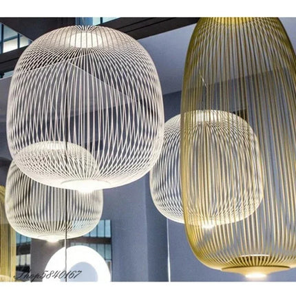 Suspension cage à oiseaux en fer Foscarini, lumière LED design luxe pour salon et restaurant