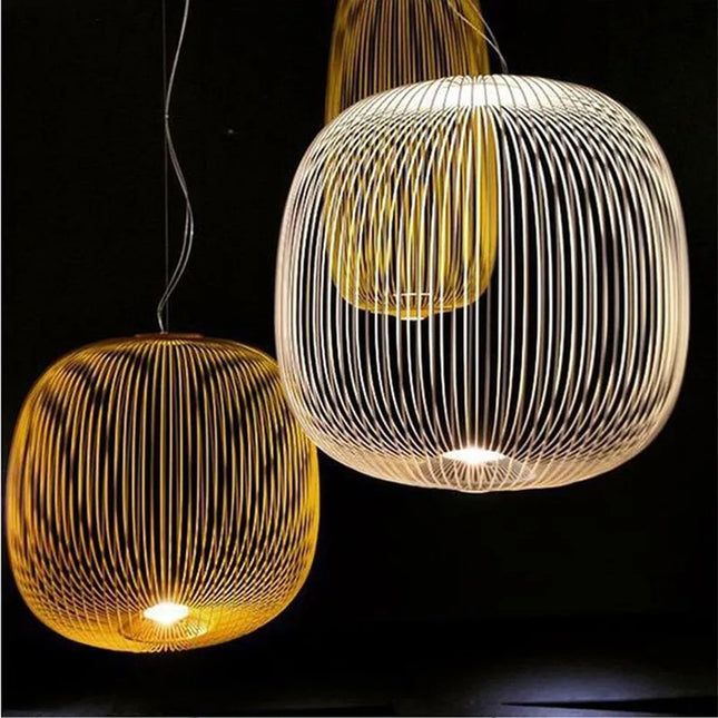 Suspension cage à oiseaux en fer Foscarini, lumière LED design luxe pour salon et restaurant