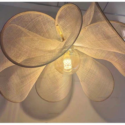 Suspension tissu Wabi-sabi à fleur E27 pour ambiance cosy salon et cuisine