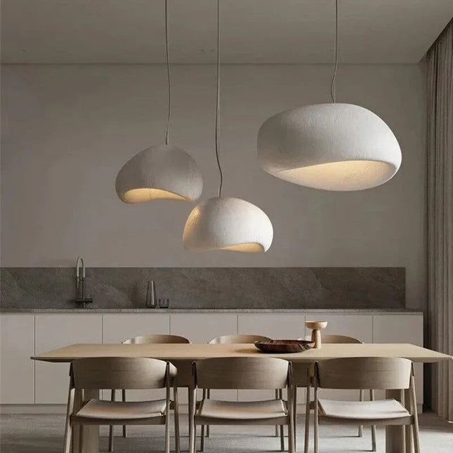 Suspension Wabi Sabi japonaise LED E27, lumière chaude et design artisanal