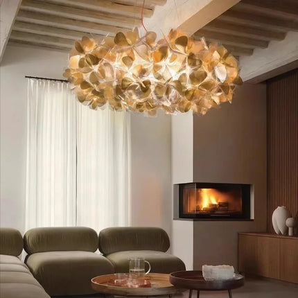 Suspension lustre moderne pétale en cristal noir pour salon et chambre