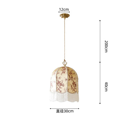 Suspension lanterne en tissu rétro en satin de soie, lumière chaleureuse pour salon et salle à manger