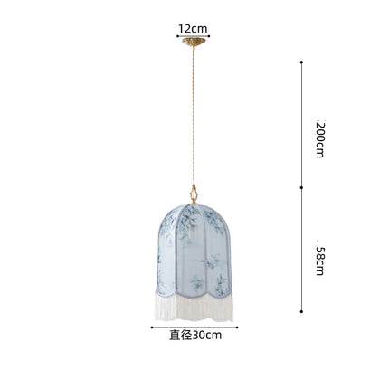 Suspension lanterne en tissu rétro en satin de soie, lumière chaleureuse pour salon et salle à manger