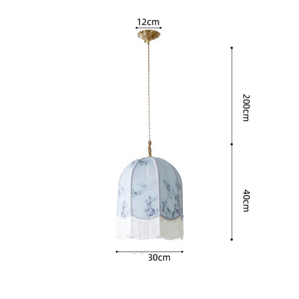 Suspension lanterne en tissu rétro en satin de soie, lumière chaleureuse pour salon et salle à manger