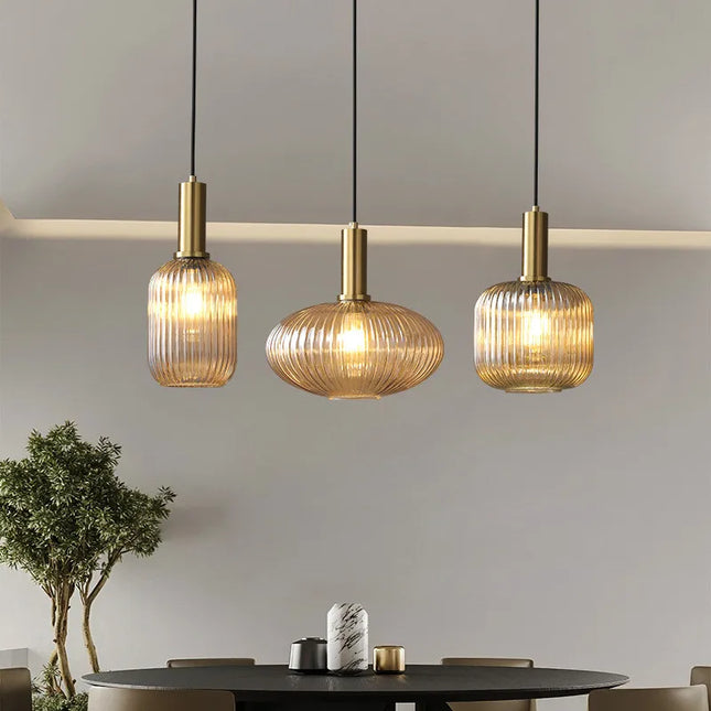 Suspension vintage en verre coloré E27 pour ambiance cosy