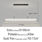 Noir  100cm 43W / Lumière chaude sans télécommete