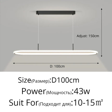 Suspension LED en aluminium noire ou blanche, lumière chaude pour table à manger