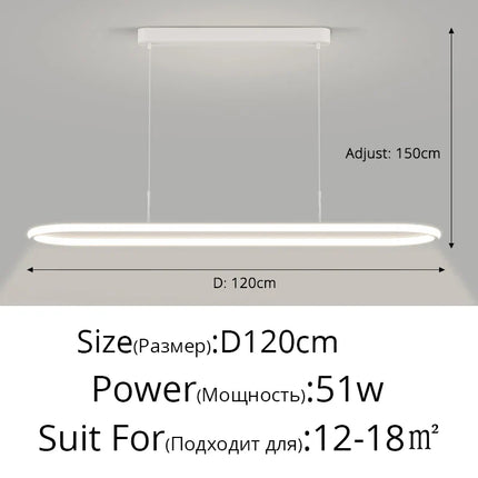 Suspension LED en aluminium noire ou blanche, lumière chaude pour table à manger