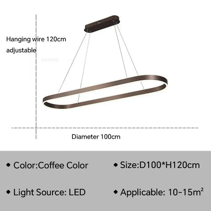 Suspension LED moderne en aluminium pour salon et chambre, lumière chaleureuse