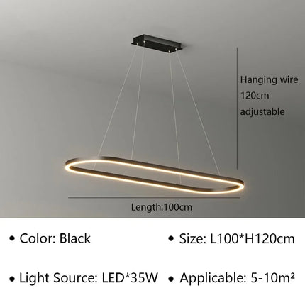 Suspension LED moderne en aluminium pour salon et chambre, lumière chaleureuse