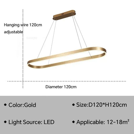 Suspension LED moderne en aluminium pour salon et chambre, lumière chaleureuse