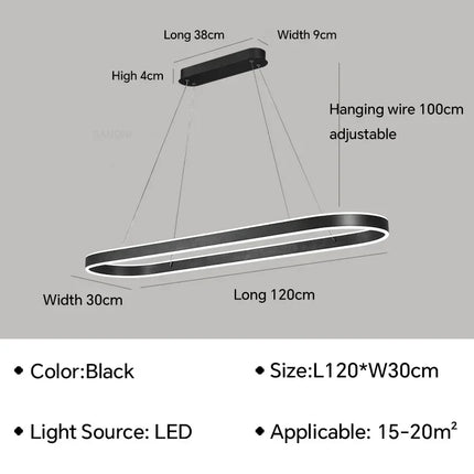 Suspension LED moderne en aluminium pour salon et chambre, lumière chaleureuse