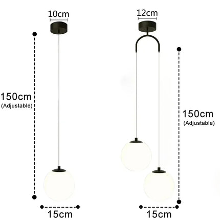 Suspension verre moderne LED design nordique pour salon et chambre 220V