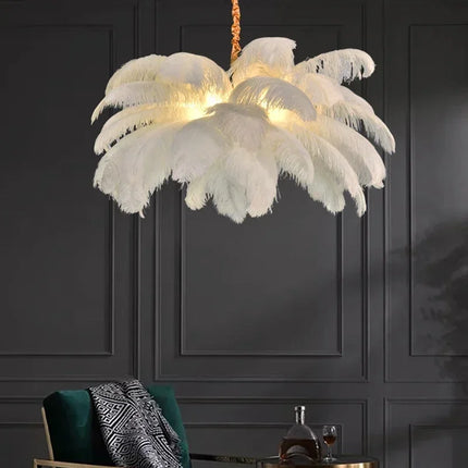 Suspension nordique en plumes LED, luminaire décoratif pour salon et chambre