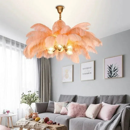 Suspension nordique en plumes LED, luminaire décoratif pour salon et chambre