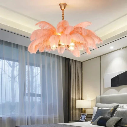 Suspension nordique en plumes LED, luminaire décoratif pour salon et chambre