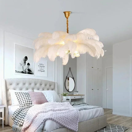 Suspension nordique en plumes LED, luminaire décoratif pour salon et chambre
