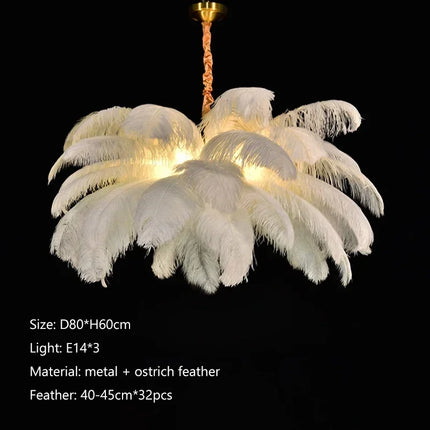 Suspension nordique en plumes LED, luminaire décoratif pour salon et chambre