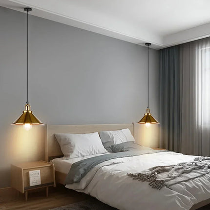 Suspension vintage E27 DINDALLED en métal noir et or, lustre d'intérieur