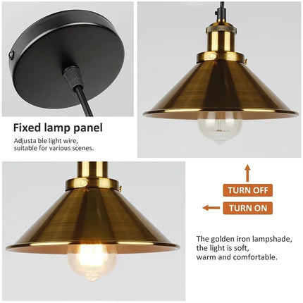 Suspension vintage E27 DINDALLED en métal noir et or, lustre d'intérieur