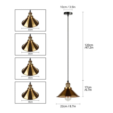 Suspension vintage E27 DINDALLED en métal noir et or, lustre d'intérieur