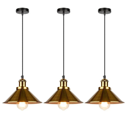 Suspension vintage E27 DINDALLED en métal noir et or, lustre d'intérieur