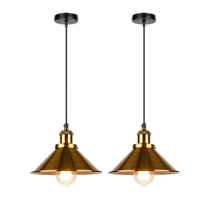 Suspension vintage E27 DINDALLED en métal noir et or, lustre d'intérieur