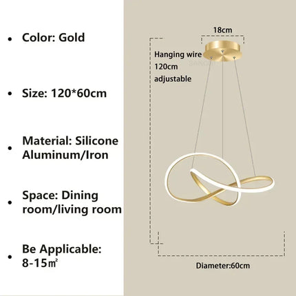 Suspension LED moderne en aluminium, luminaire décoratif d’intérieur