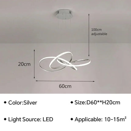 Suspension LED moderne en aluminium, luminaire décoratif d’intérieur