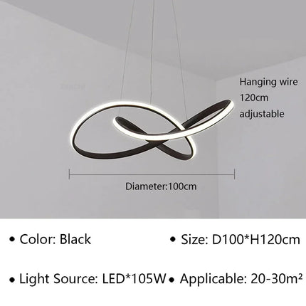 Suspension LED moderne en aluminium, luminaire décoratif d’intérieur