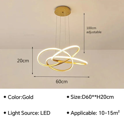 Suspension LED moderne en aluminium, luminaire décoratif d’intérieur