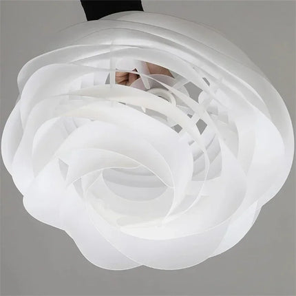 Suspension plafond nordique en pétales PVC blanc, rose, bleu LED