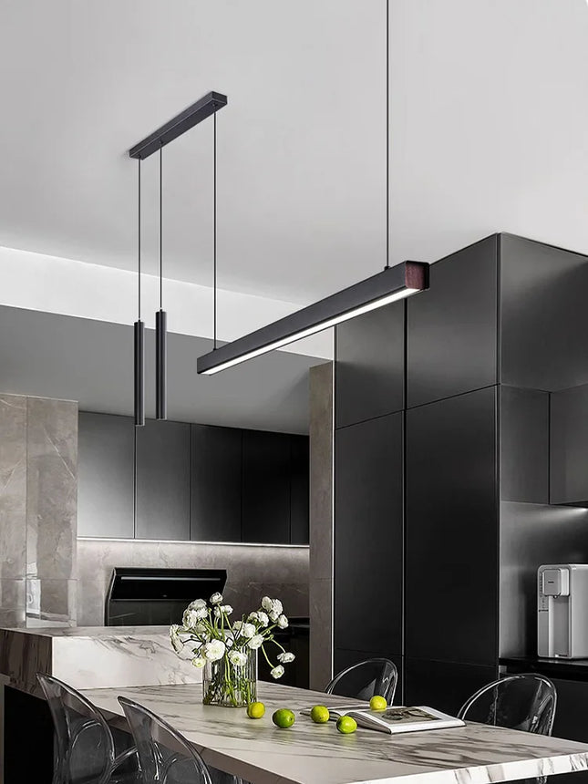 Suspension moderne nordique en fer pour salle à manger, lumière chaude
