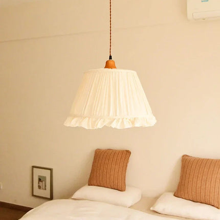 Suspension en tissu crème tricoté à la main, lumière chaleureuse pour salon et chambre