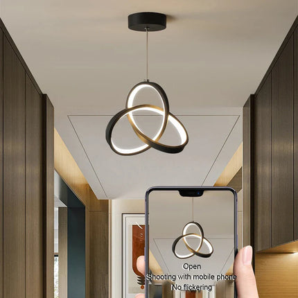 Suspension LED nordique en métal, lumière blanche et chaude, ambiance cosy