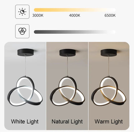 Suspension LED nordique en métal, lumière blanche et chaude, ambiance cosy